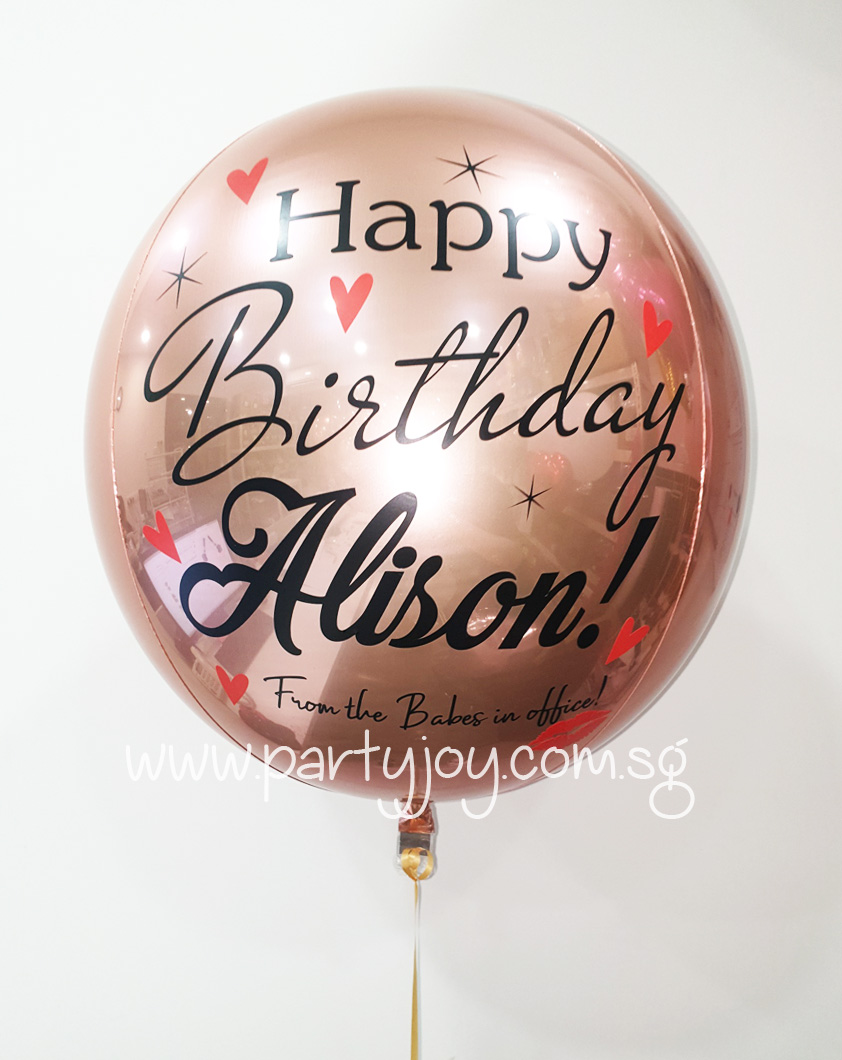 Customize Birthday Hearts and Kiss ORBZ Balloon